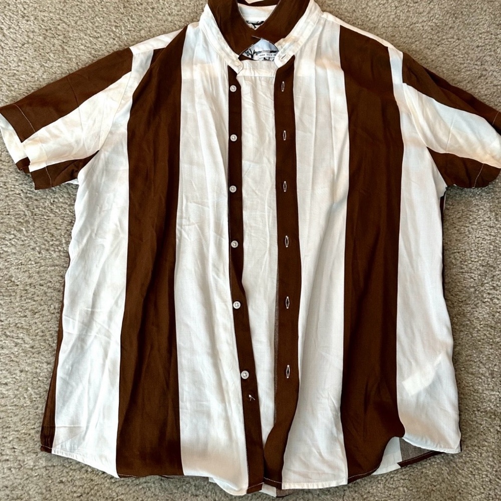 Denim & Flower Brown and White Striped Casual Shirt